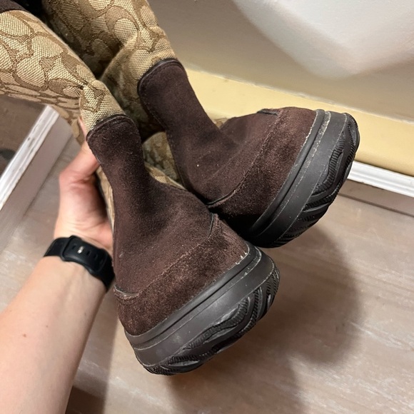 Coach Womens Sherman Signature C  Winter Suede Boots Chestnut Brown  Sz 5.5B - Picture 5 of 9